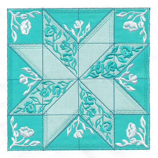 Flowers and Points Quilt Block (In-the-Hoop)