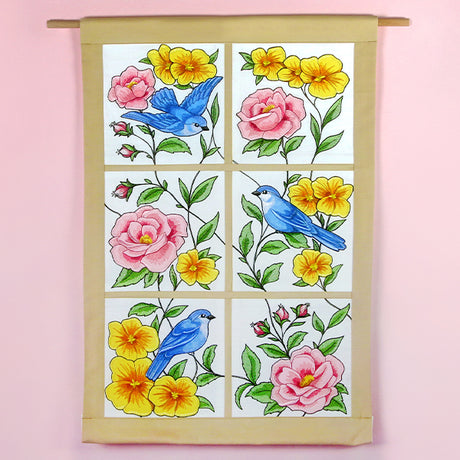 Birdwatching & Dreaming Panel - Top Right (Heirloom Applique)