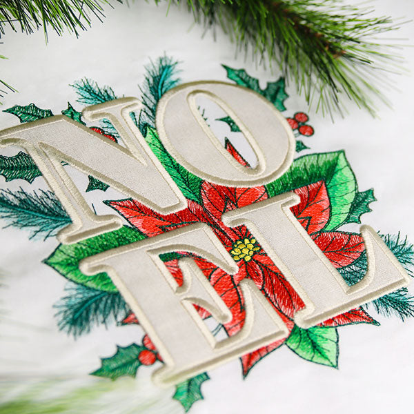 Noel with Poinsettia (Applique)