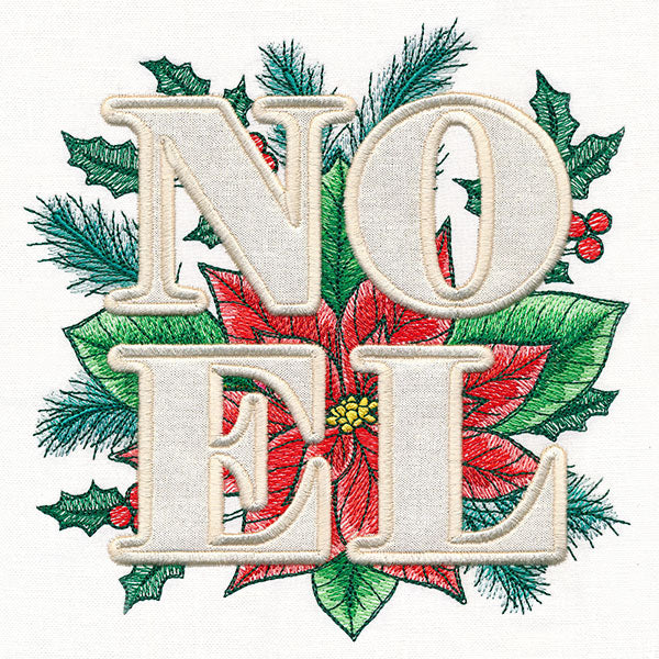 Noel with Poinsettia (Applique)