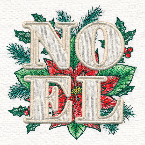 Noel with Poinsettia (Applique)