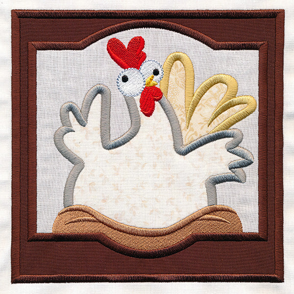 Crazy Coop Chicken Square - Bertha (Quilt Block)