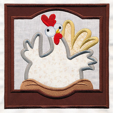 Crazy Coop Chicken Square - Bertha (Quilt Block)