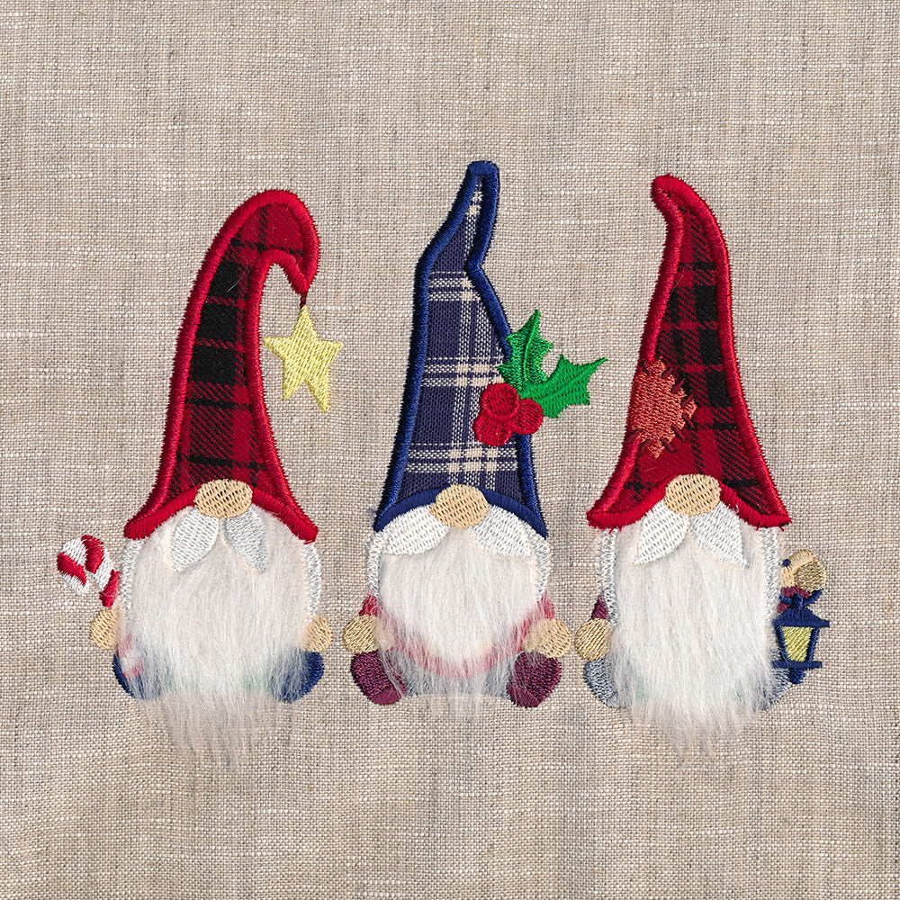 Fluffy Christmas Gnome Trio (Applique)