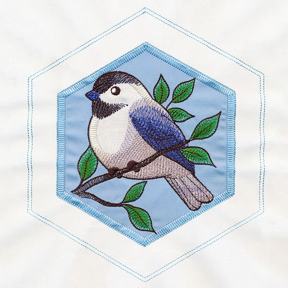 Springtime Quilt Hexagon - Chickadee (Applique)