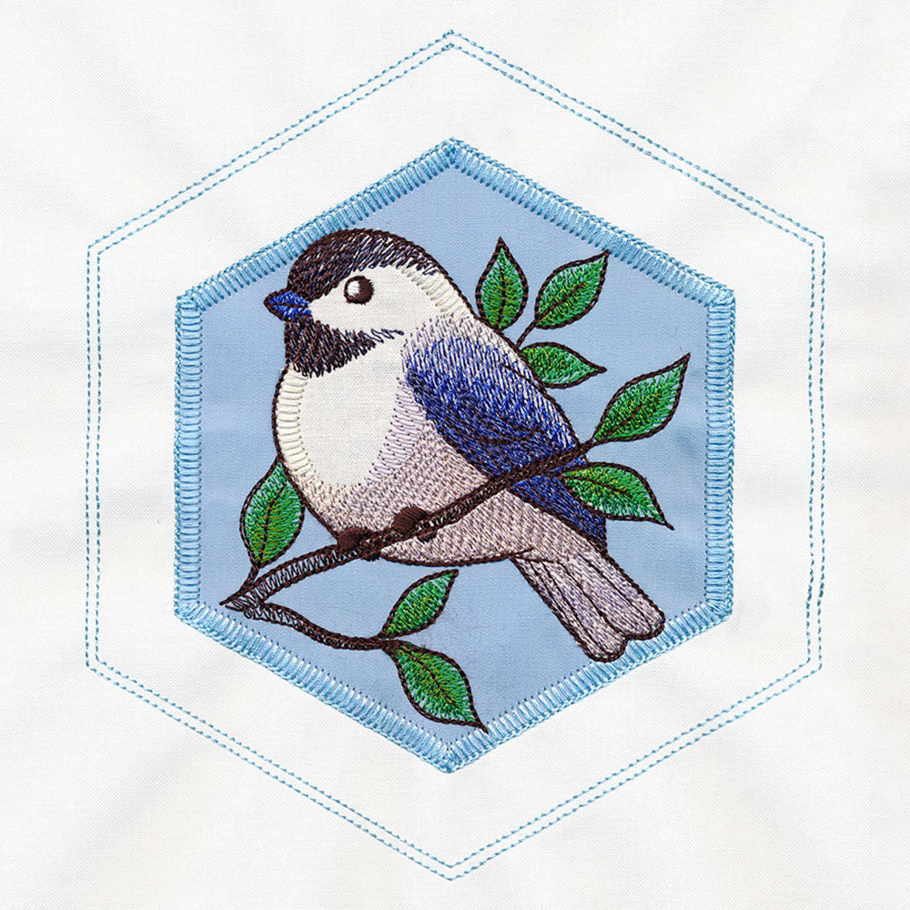 Springtime Quilt Hexagon - Chickadee (Applique)