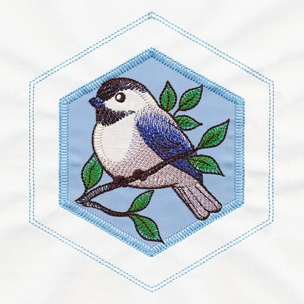 Springtime Quilt Hexagon - Chickadee (Applique)