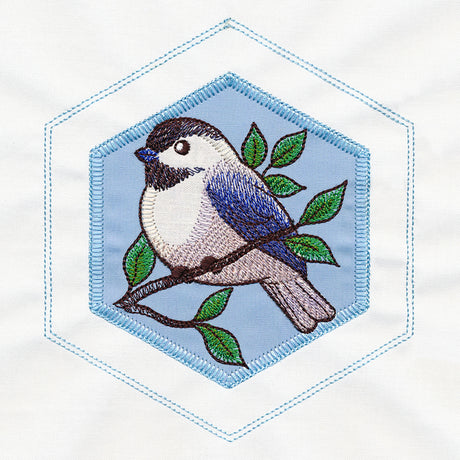 Springtime Quilt Hexagon - Chickadee (Applique)