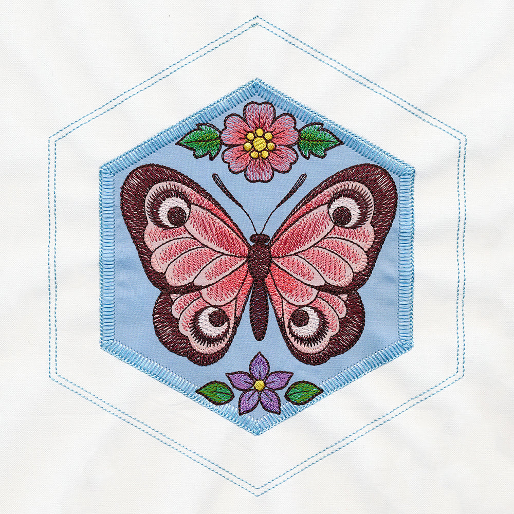 Springtime Quilt Hexagon - Butterfly (Applique)