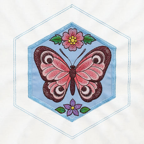 Springtime Quilt Hexagon - Butterfly (Applique)