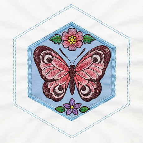 Springtime Quilt Hexagon - Butterfly (Applique)