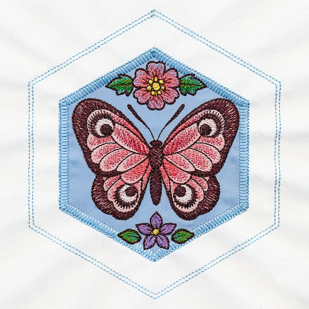 Springtime Quilt Hexagon - Butterfly (Applique)