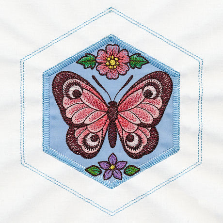 Springtime Quilt Hexagon - Butterfly (Applique)