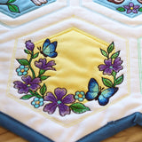 Springtime Quilt Hexagon - Butterfly & Blooms (Applique)