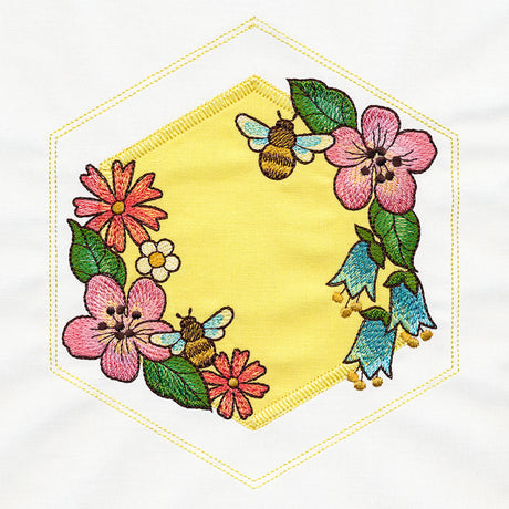 Springtime Quilt Hexagon - Bee & Blooms (Applique)