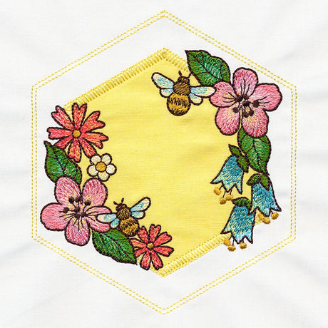 Springtime Quilt Hexagon - Bee & Blooms (Applique)