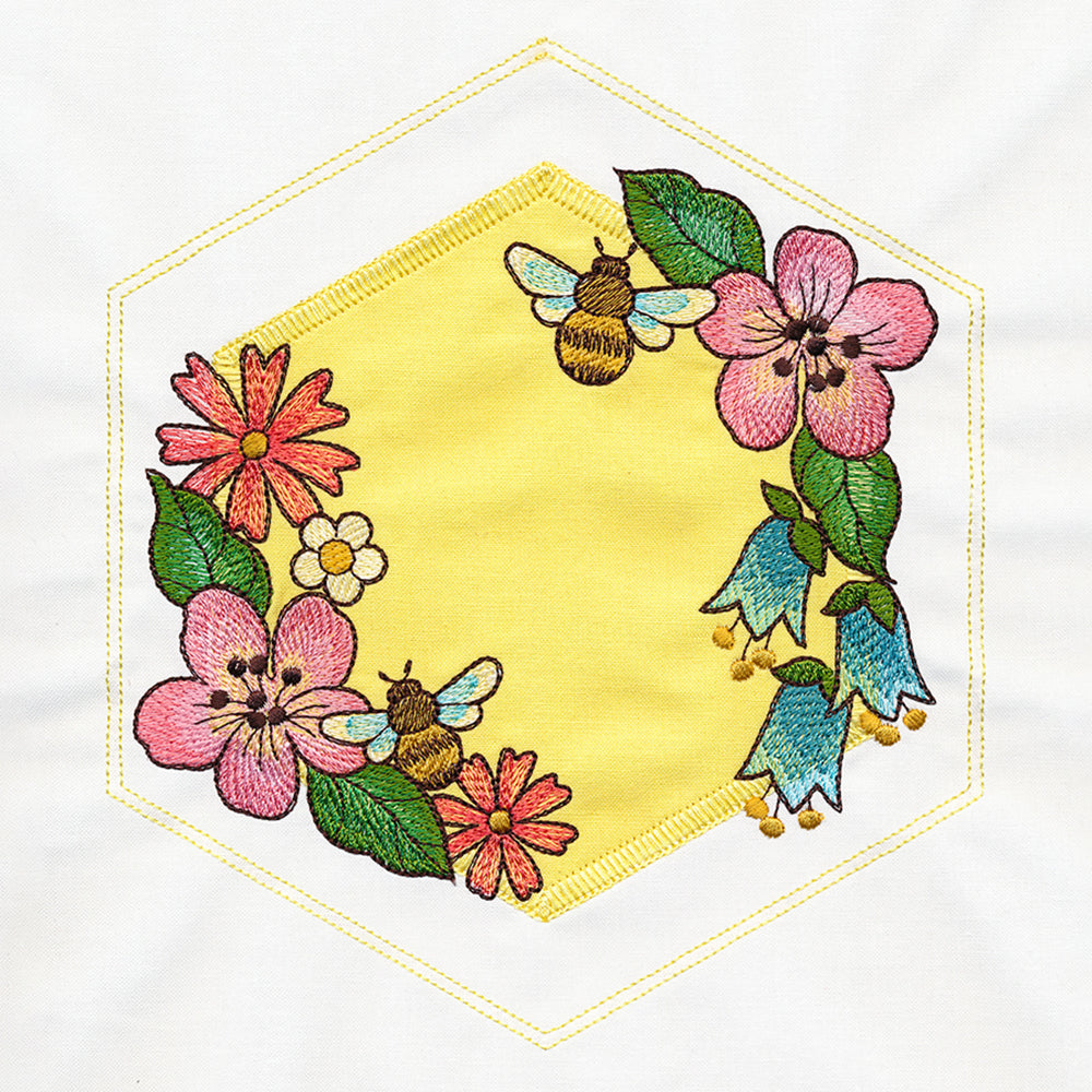 Springtime Quilt Hexagon - Bee & Blooms (Applique)