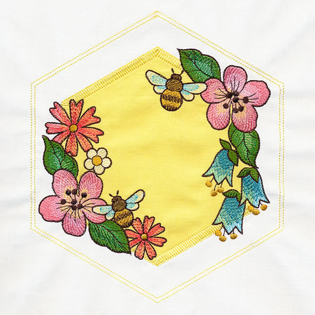 Springtime Quilt Hexagon - Bee & Blooms (Applique)