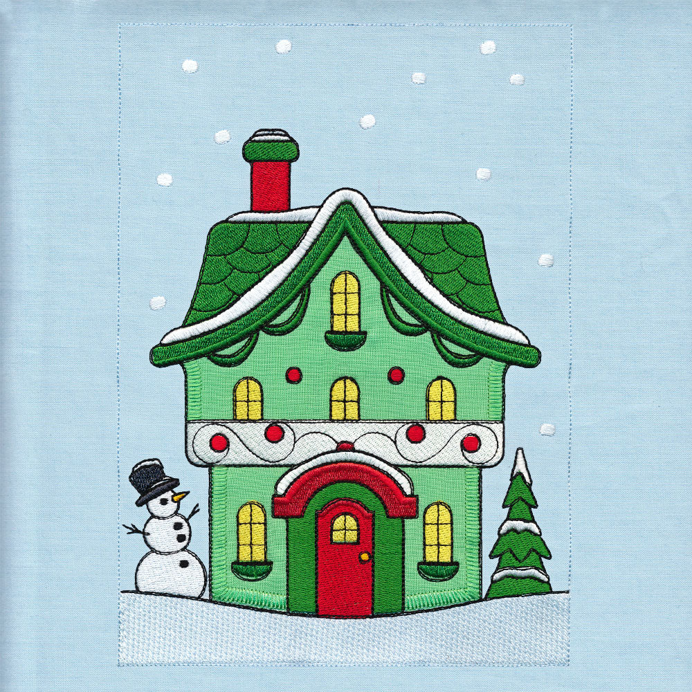 Christmas Village Build-a-Scene - Evergreen Cottage (Applique)
