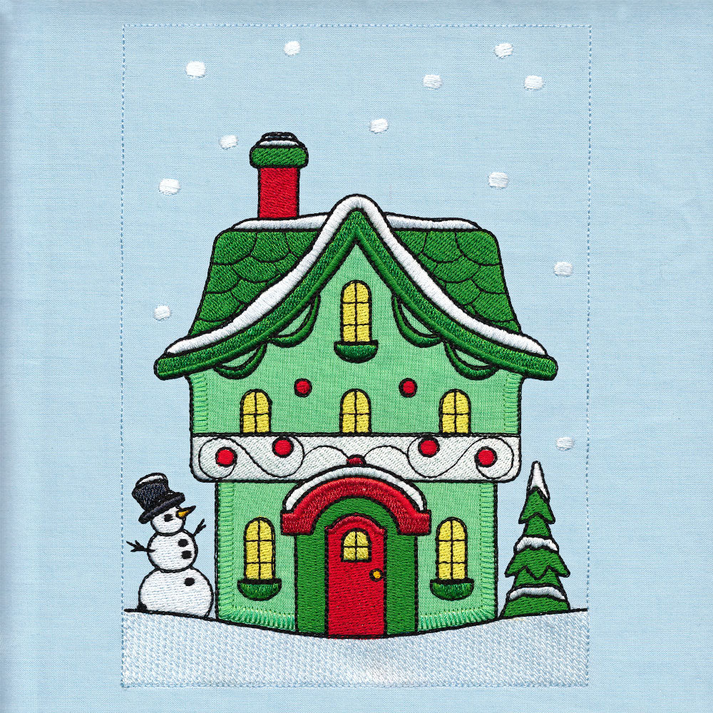 Christmas Village Build-a-Scene - Evergreen Cottage (Applique)