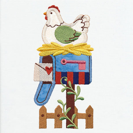 Primitive Americana Chicken and Mailbox (Heirloom Applique)