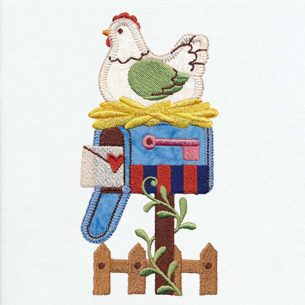 Primitive Americana Chicken and Mailbox (Heirloom Applique)