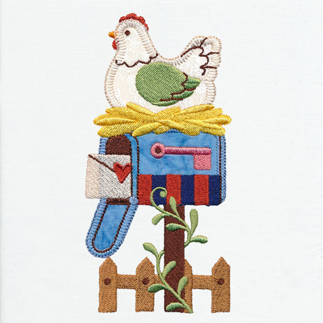 Primitive Americana Chicken and Mailbox (Heirloom Applique)