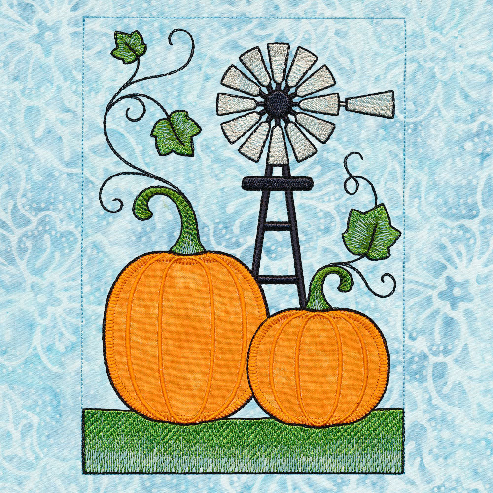 Fall Farm Build-a-Scene - Pumpkins and Windmill (Applique)