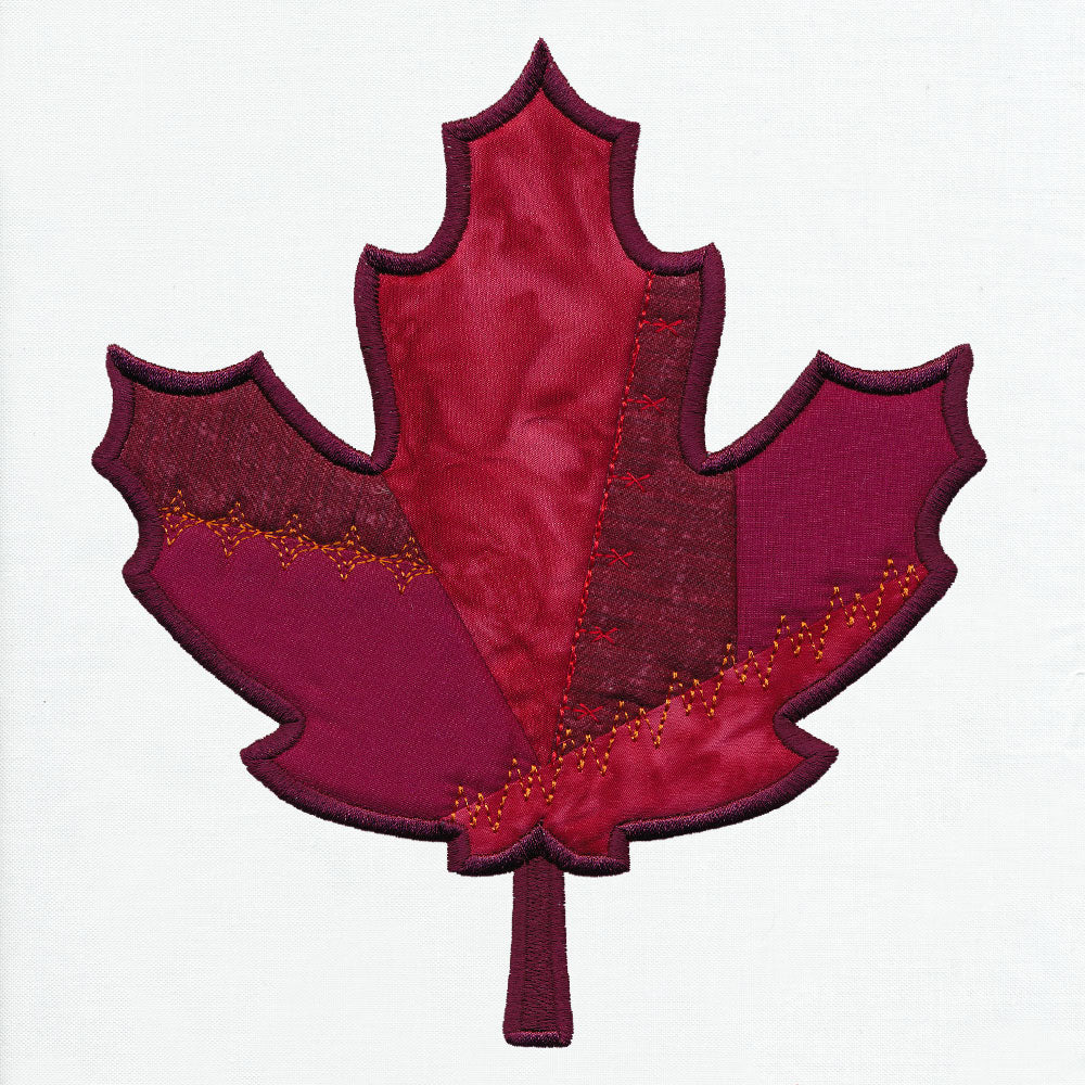 Crazy Patchwork Maple Leaf (Applique)