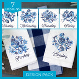 A Days of the Week Delft Blue Birds Design Pack