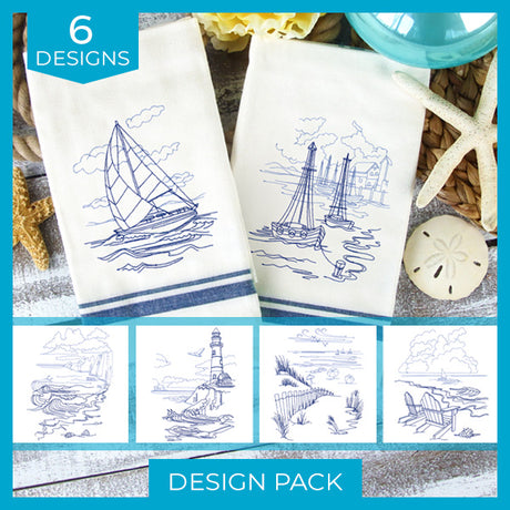 A Classic Beach Scenes (Bluework) Design Pack