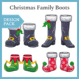 A Christmas Family Boots Design Pack