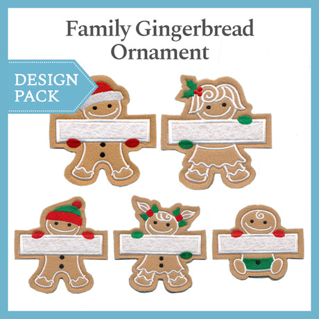A Family Gingerbread Ornament Design Pack (In-the-Hoop)