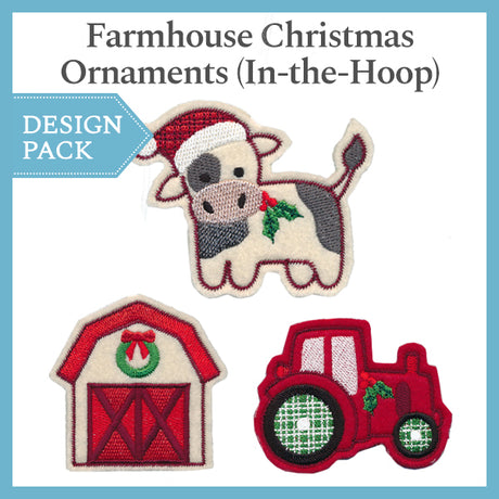 A Farmhouse Christmas Ornament Design Pack (In-the-Hoop)
