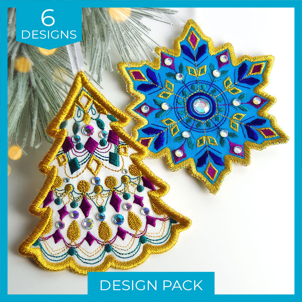 A Festive & Fancy Ornament Design Pack (In-the-Hoop)