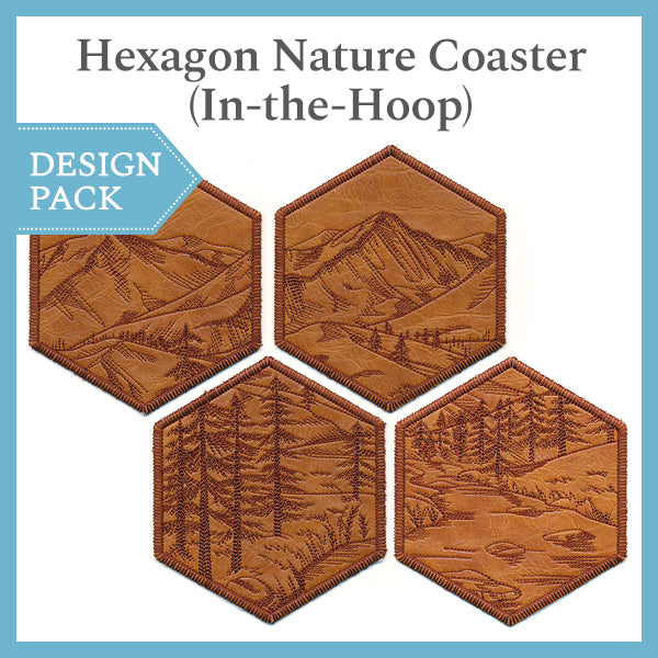 A Hexagon Nature Coaster (In-the-Hoop) Design Pack