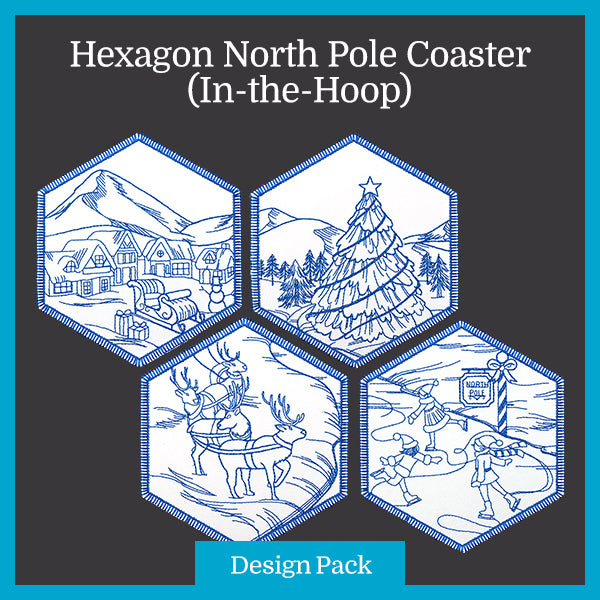A Hexagon North Pole Coaster (In-the-Hoop) Design Pack