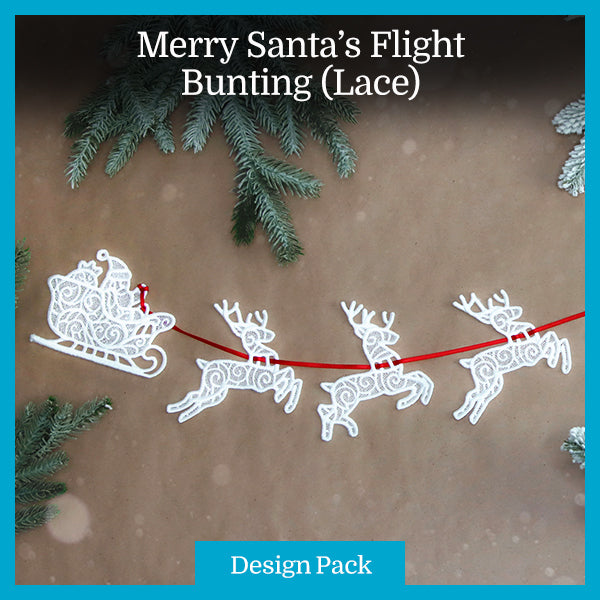 A Merry Santa's Flight Bunting (Lace) Design Pack