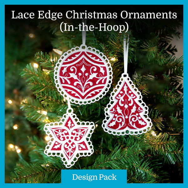 A Lace Edge Christmas Ornaments (In-the-Hoop) Design Pack