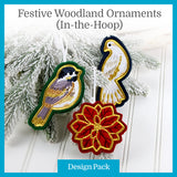 A Festive Woodland Ornaments (In-the-Hoop) Design Pack