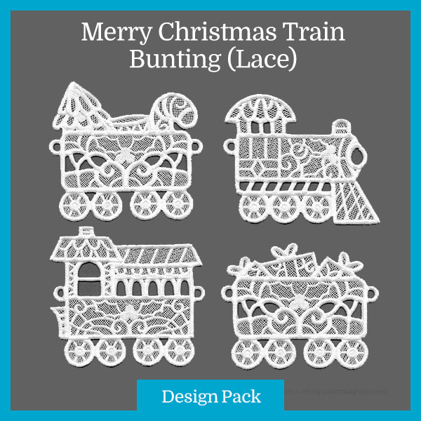 A Merry Christmas Train Bunting (Lace) Design Pack