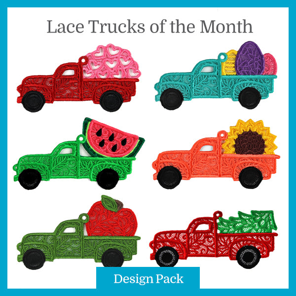 A Trucks of the Month Ornaments (Lace) Design Pack