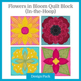 A Flowers in Bloom Quilt Block (In-the-Hoop) Design Pack