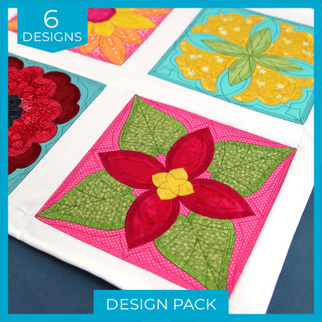 A Flowers in Bloom Quilt Block (In-the-Hoop) Design Pack