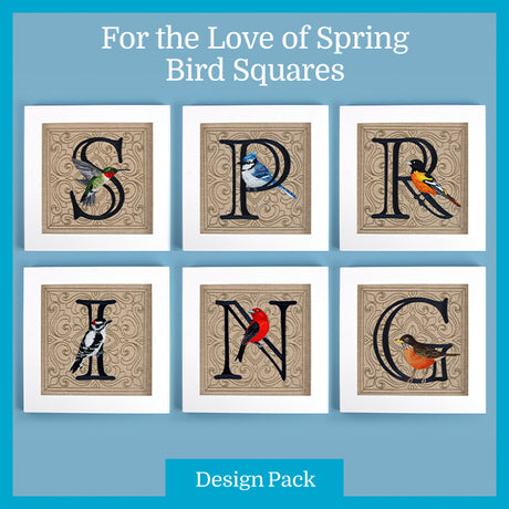 A For the Love of Spring Bird Squares Design Pack