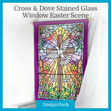 A Cross & Dove Stained Glass Window Easter Scene Design Pack