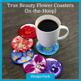 A True Beauty Flower Coasters (In-the-Hoop) Design Pack