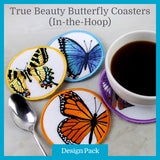 A True Beauty Butterfly Coasters (In-the-Hoop) Design Pack