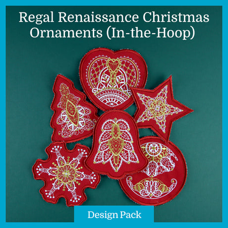 A Regal Renaissance Christmas Ornaments (In-the-Hoop) Design Pack