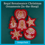 A Regal Renaissance Christmas Ornaments (In-the-Hoop) Design Pack